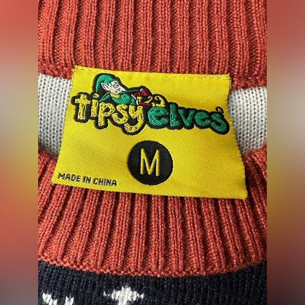 Tipsy Elves Merry Christmas Crew Neck Pullover Sweater Men’s Medium - Picture 7 of 11